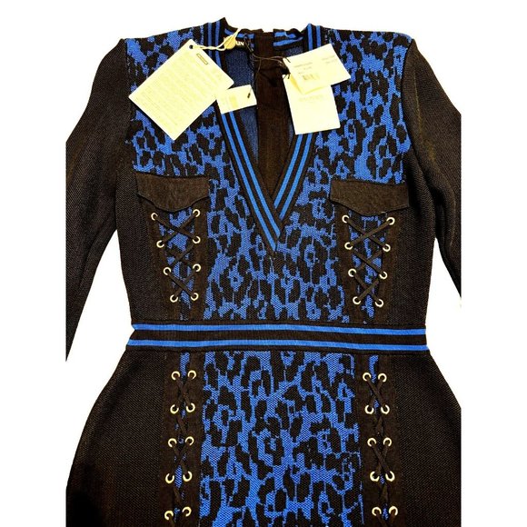 Balmain Blue and Black Mini Dress - Picture 3 of 16